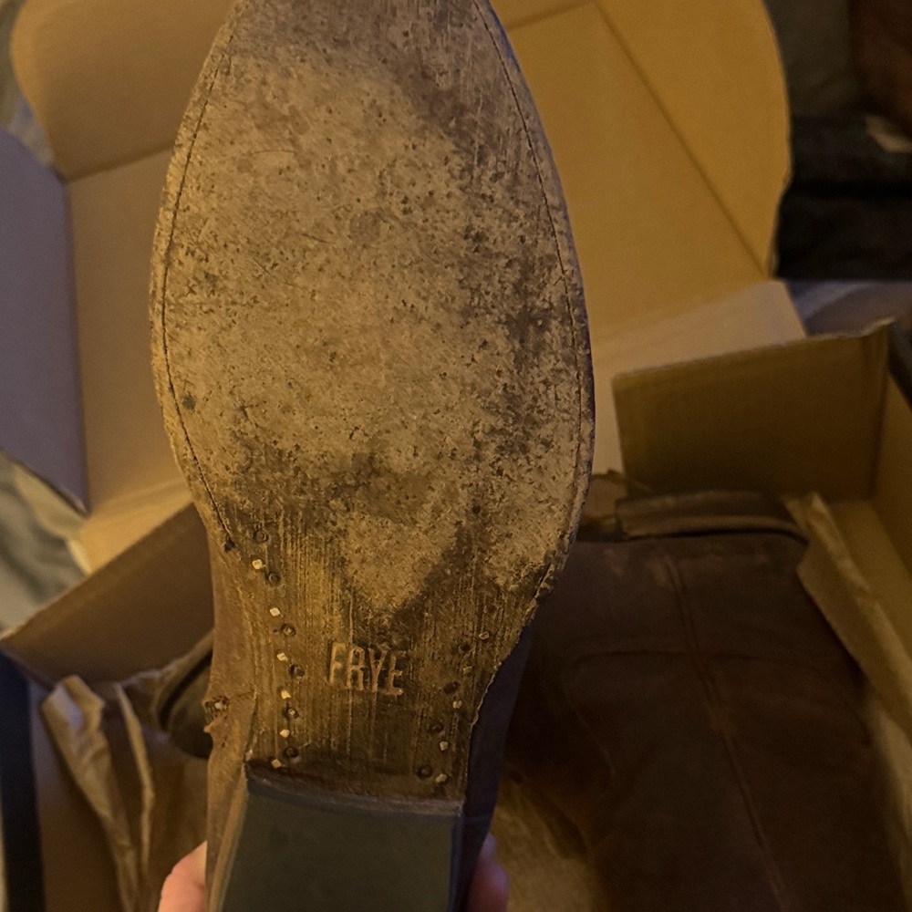 Frye Men's Dark Brown Suede Zip Ankle Boots - Picture 4 of 4